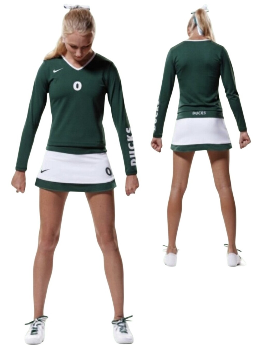 NWT Sample Nike Dri Fit Oregon Ducks Cheer Shirt And Skirt Set